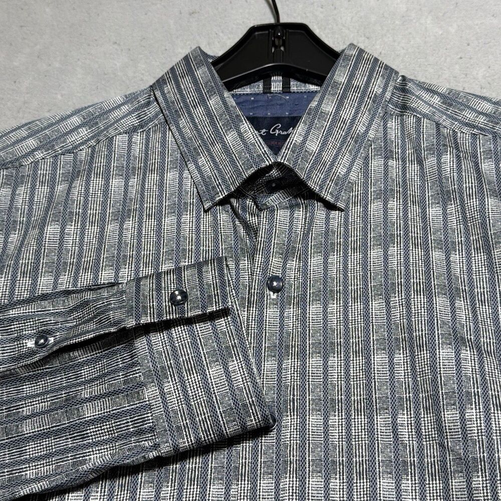Robert Graham Button Up Shirt Men 2XL Blue Pattern Modern Americana Long Sleeve